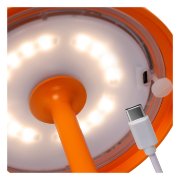 Lucide JOY Oplaadbare tafellamp Buiten Accu/Batterij Ø 12 cm LED dimb. 3000K IP54 Oranje