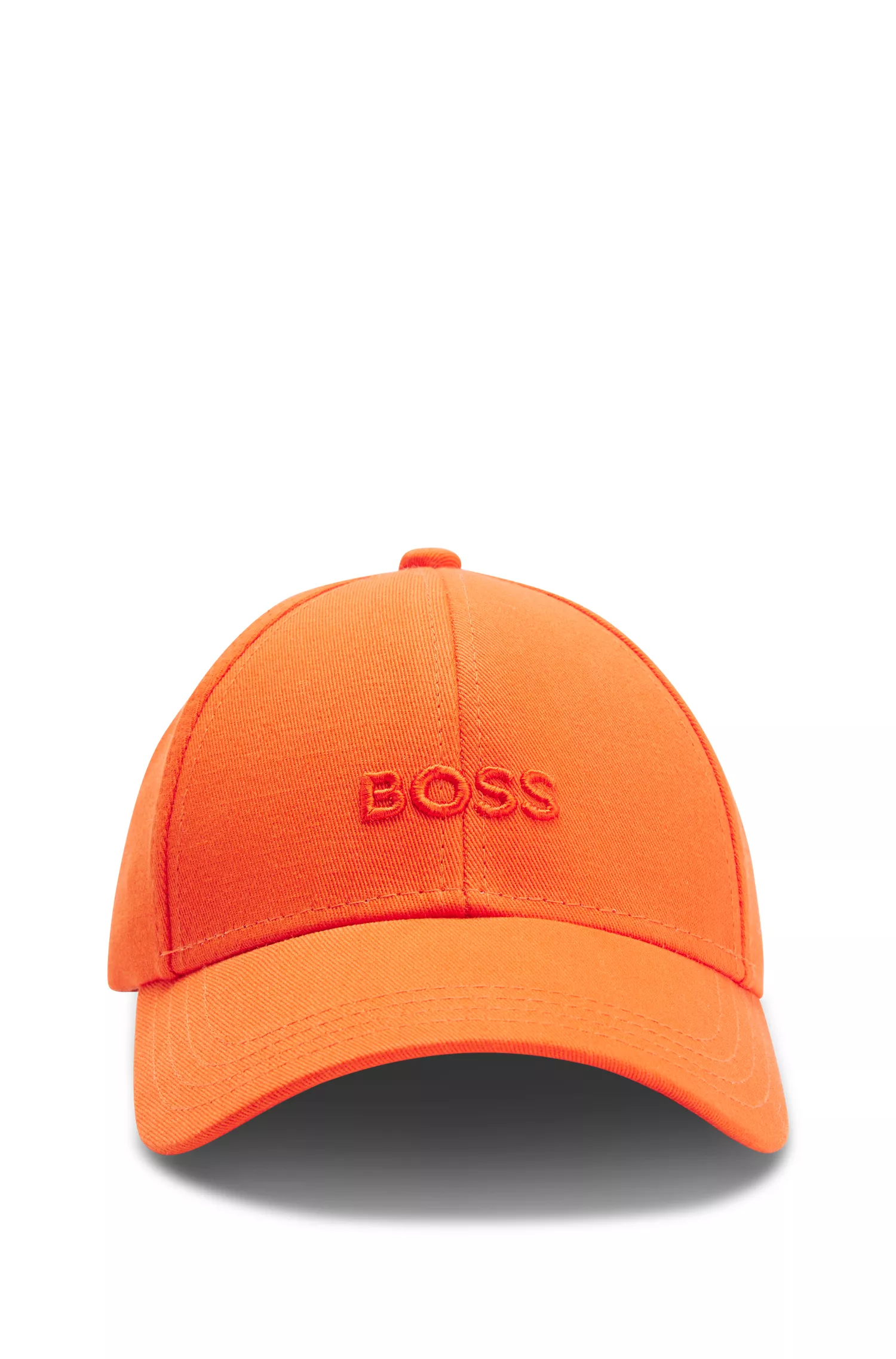 Boné BOSS em sarja de algodão preta com logotipo bordado.