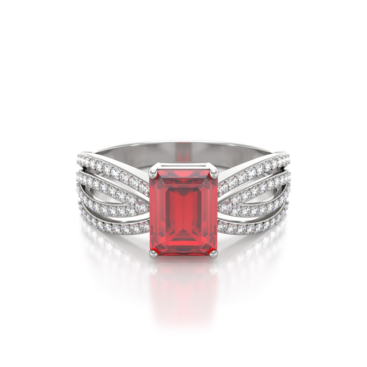 Bague Rubis et diamants sur Argent 925 2.97grs