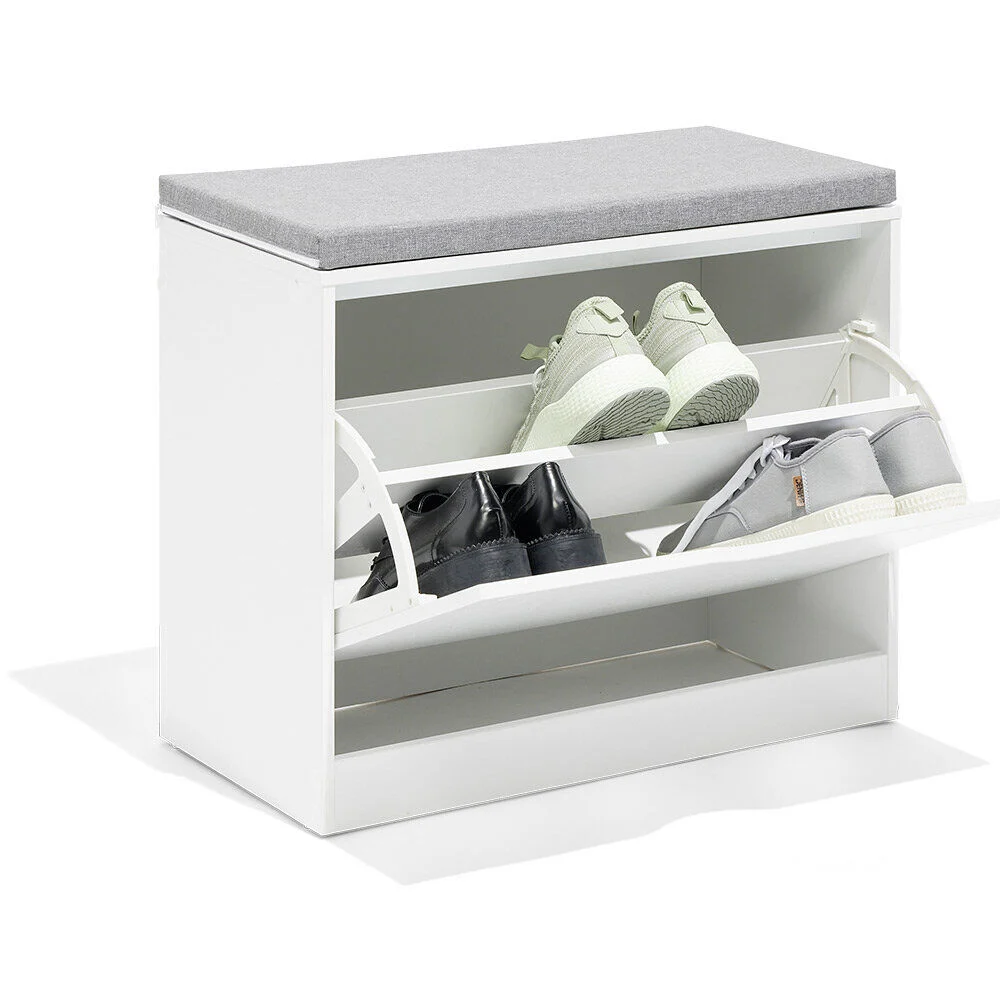 Banc range-chaussures Krys blanc 60x30xH51cm