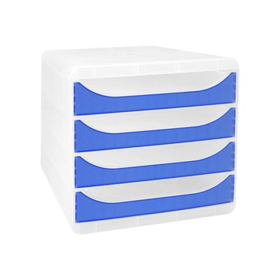 Exacompta Chromaline BigBox - Module de classement 4 tiroirs - bleu roi transparent
