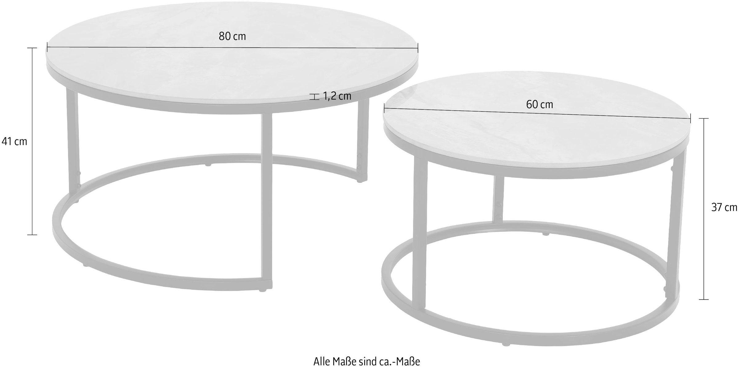 HELA Satztisch »LUIS Topseller, Couchtisch rund« Set, 2 Stk. tlg. 2er Set, 12mm Sinterstein; Marmoroptik, Boho Wohnzimmertisch