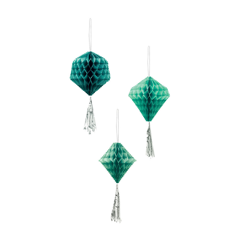 Suspension boule en papier vert x3