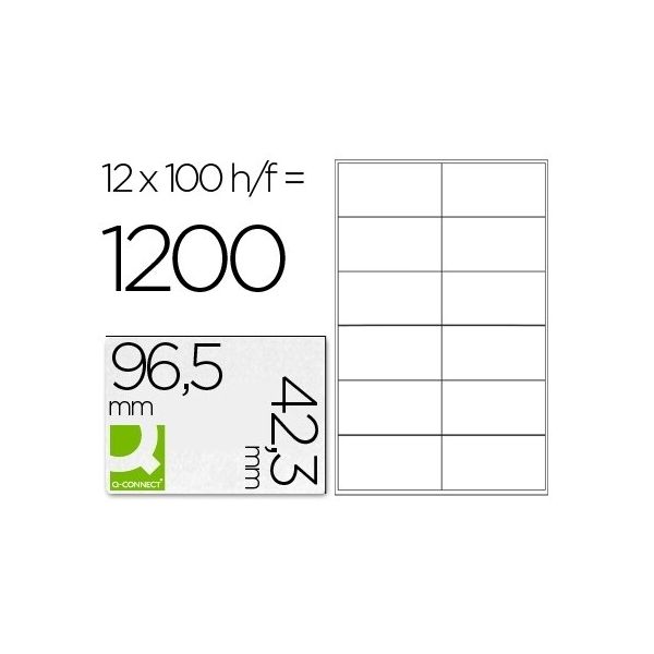 Q-Connect 100 Fls Etiquetas Adesivas 97x42.4cm - Caixa de 5 unidades