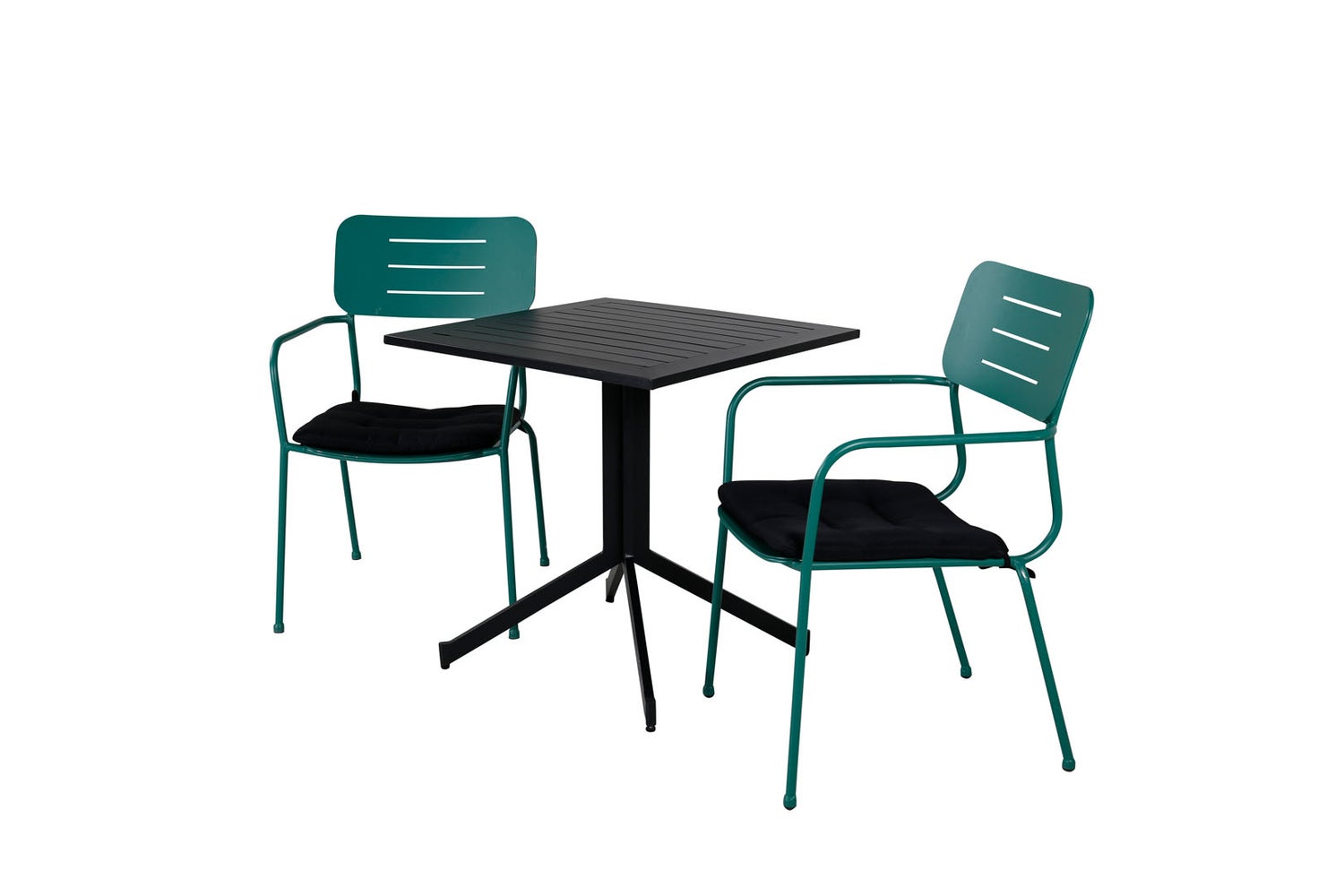 Way tuinset, tafel 70x70cm en 2 stoelen, Nicke groen, zwart. 70 x 70 x 72 cm
