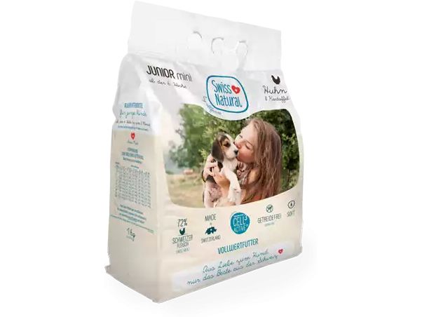 Swiss Natural Junior Soft Mini, Huhn und Kartoffeln 9 x 1 k Alleinfuttermittel Soft für junge Hunde