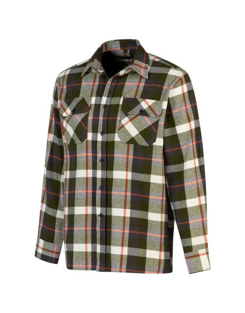 Storvik Blouse Flanel Olijfgroen&Wit - Vrijetijdskleding
