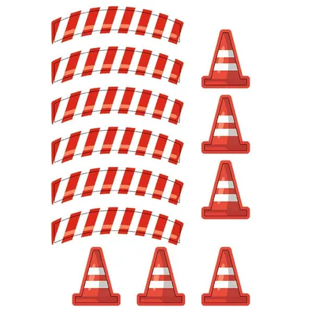 URSUS Dekorationsset Baustelle, 4 Bogen Bastelkarton DIN A4