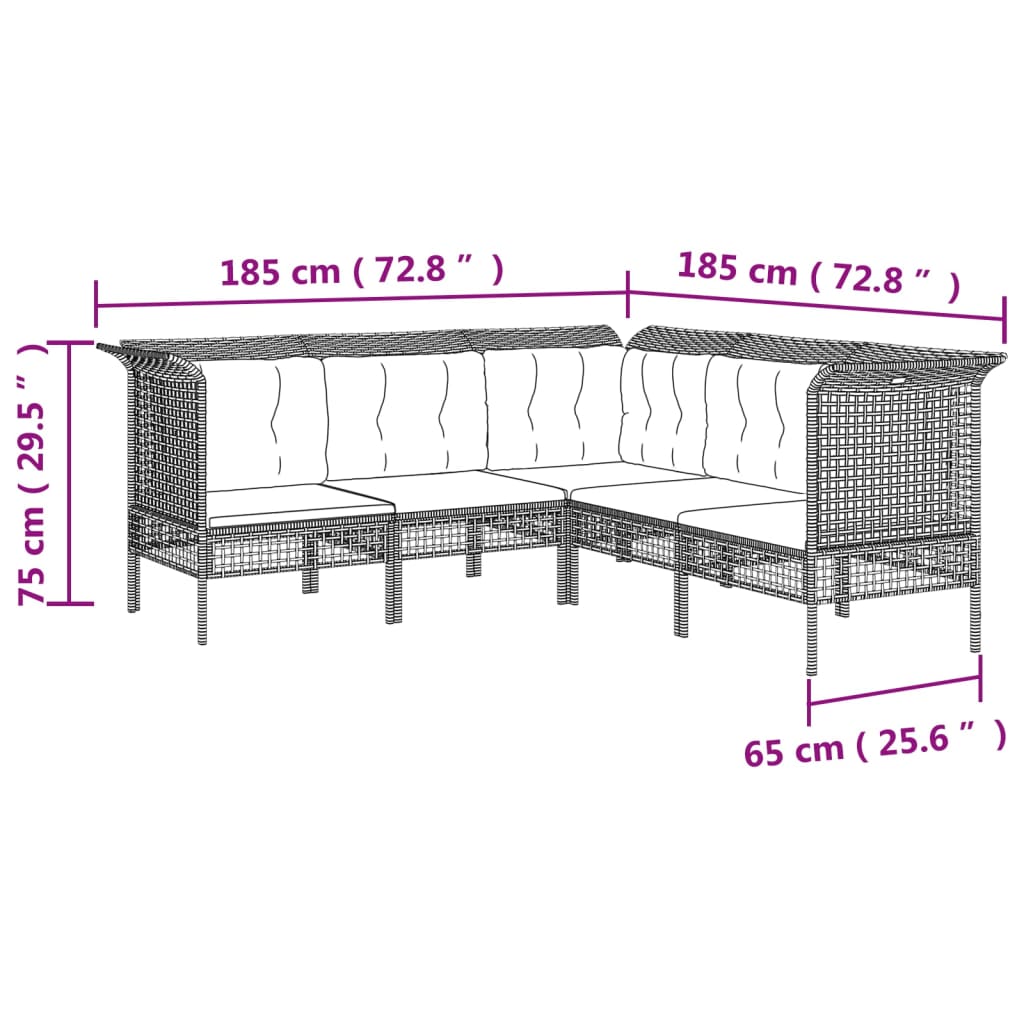 Salon de jardin meuble d'extérieur ensemble de mobilier 13 pièces avec coussins gris résine tressée