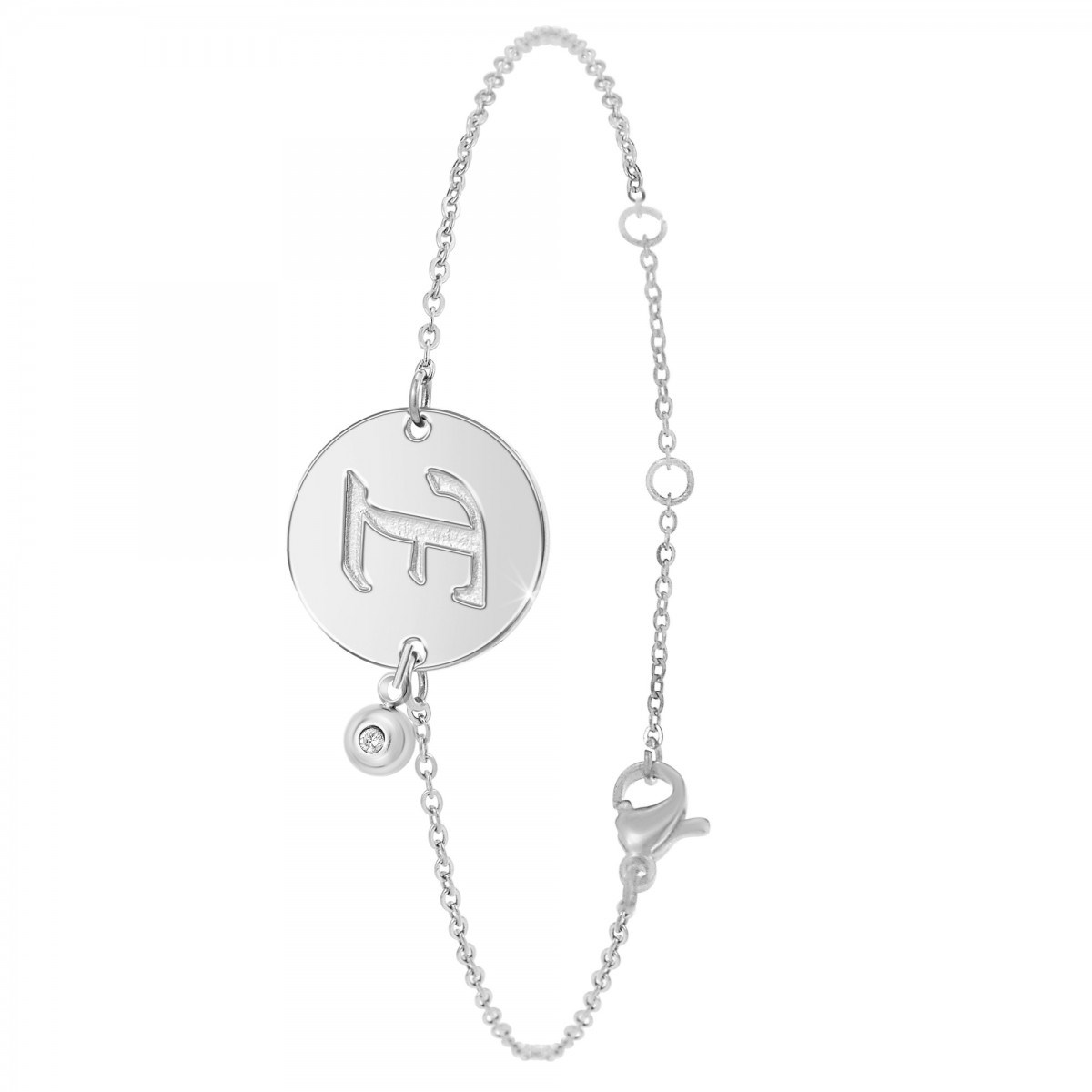 Bracelet lettre E en acier inoxydable SC Crystal orné d'un véritable diamant blanc