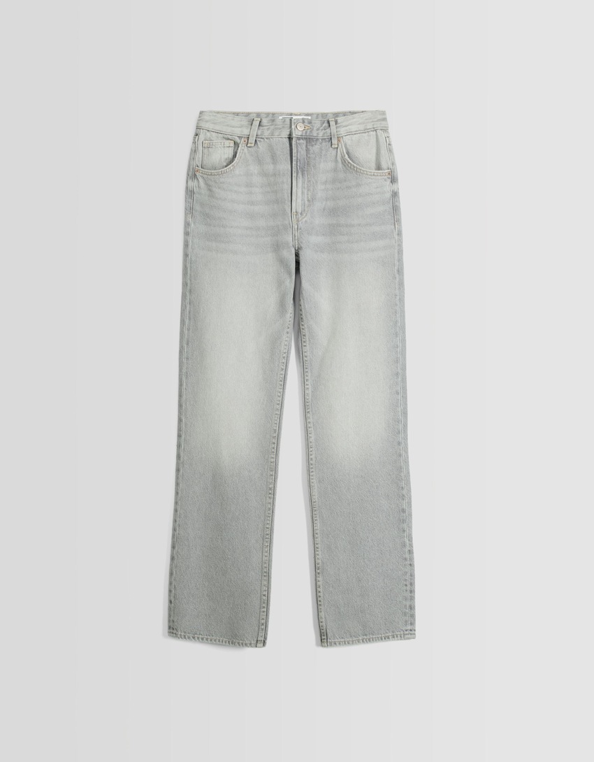 calça jeans de corte reto