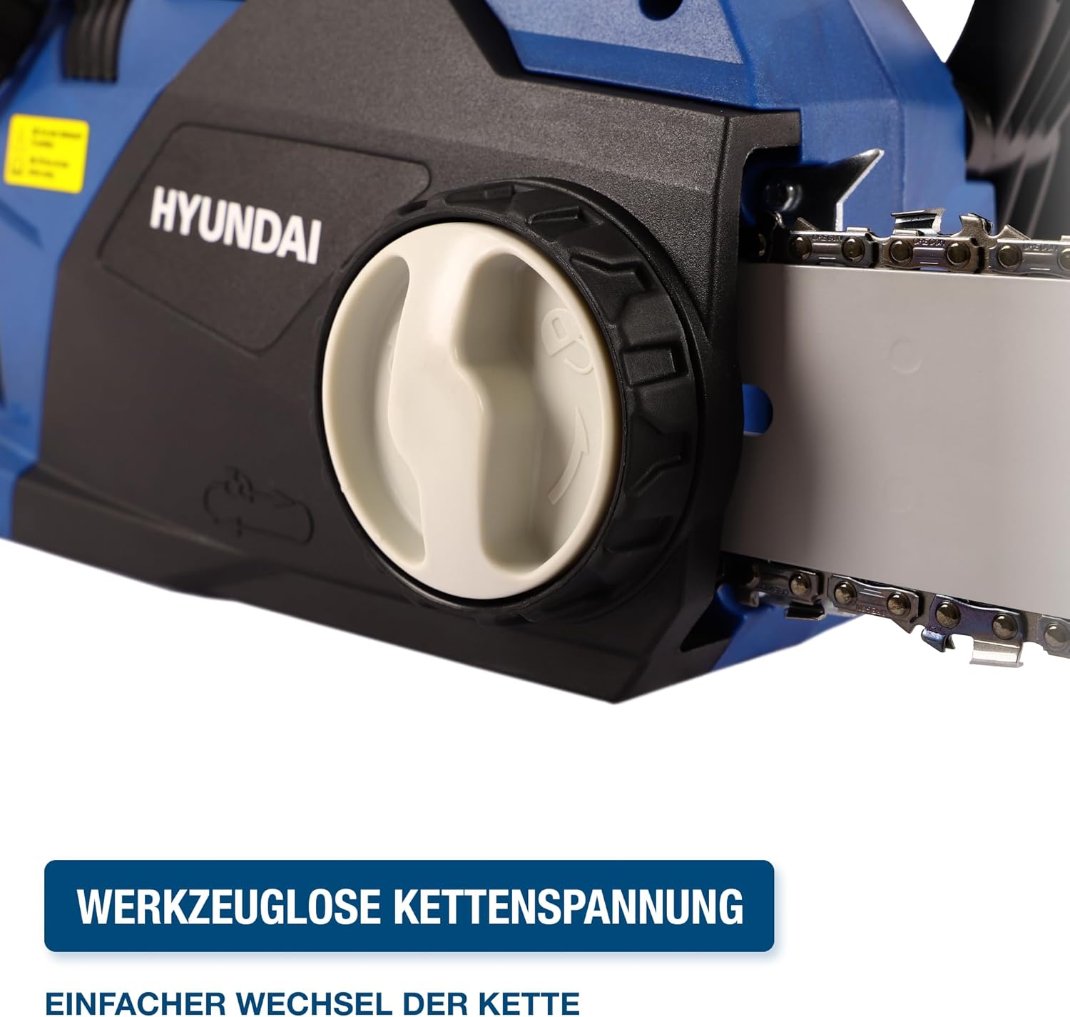 HYUNDAI Elektrische Kettensäge CS2416E (Elektrokettensäge, Motorsäge elektrisch, Elektrosäge mit 400 mm Schwert und 2400W Motorleistung)