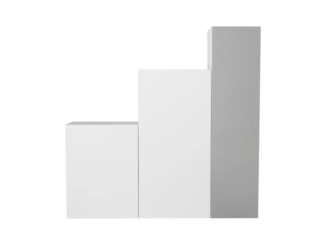 Vestiaire modulable 3 portes - Avec miroir - L180 cm - Blanc - TELEZA