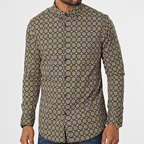 Chemise Manches Longues 7716 Noir Jaune