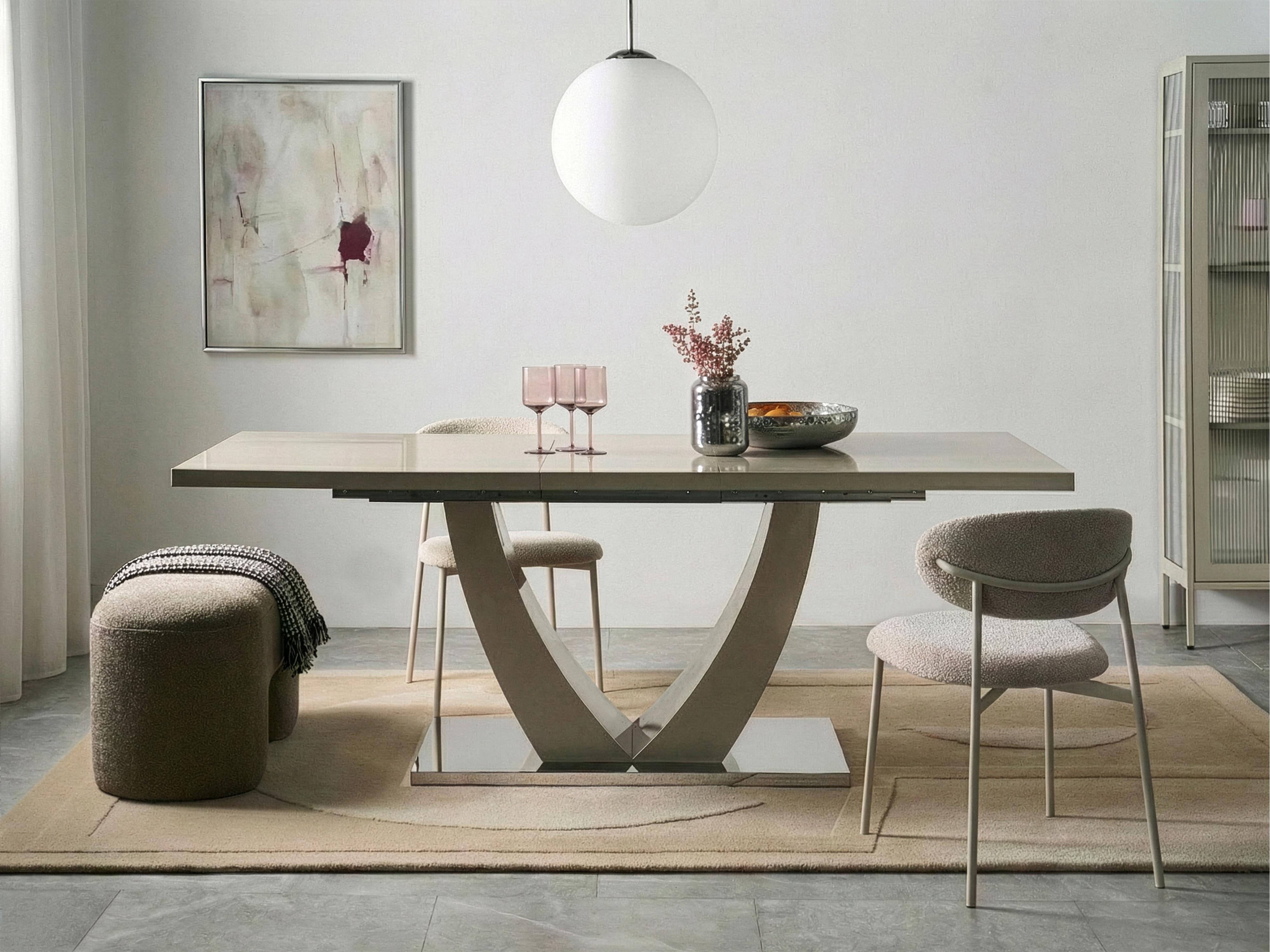 Eettafel uitschuifbaar MERRAN Lichtbeige 90 cm 160/200 cm