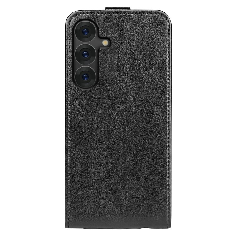 Samsung Galaxy S25  Plus Leder Tasche Flip Cover Vertikal im Retro Look mit Kartenfach - Schwarz