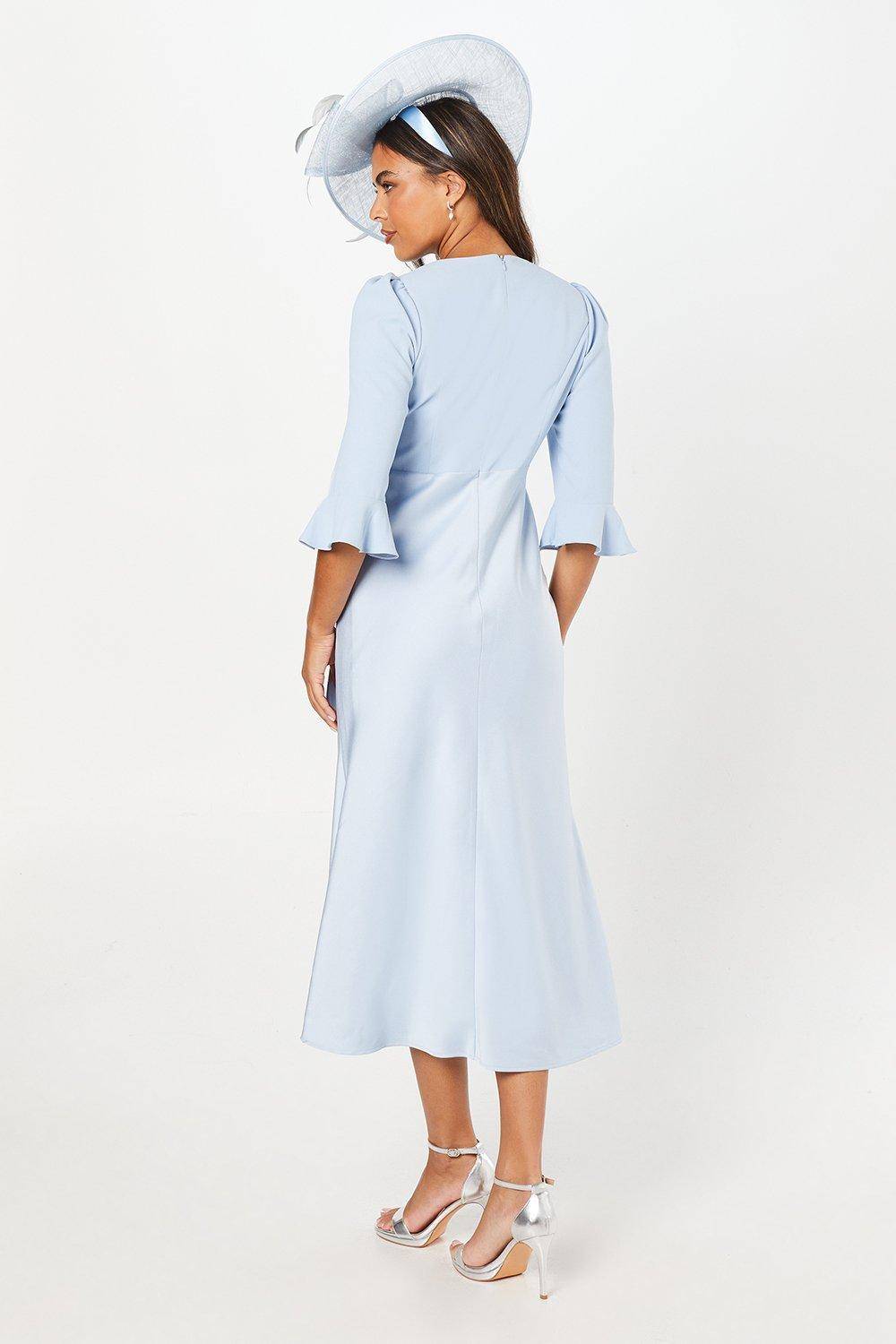 Coast Robe Portefeuille en Crêpe Satiné à Manches Volantées