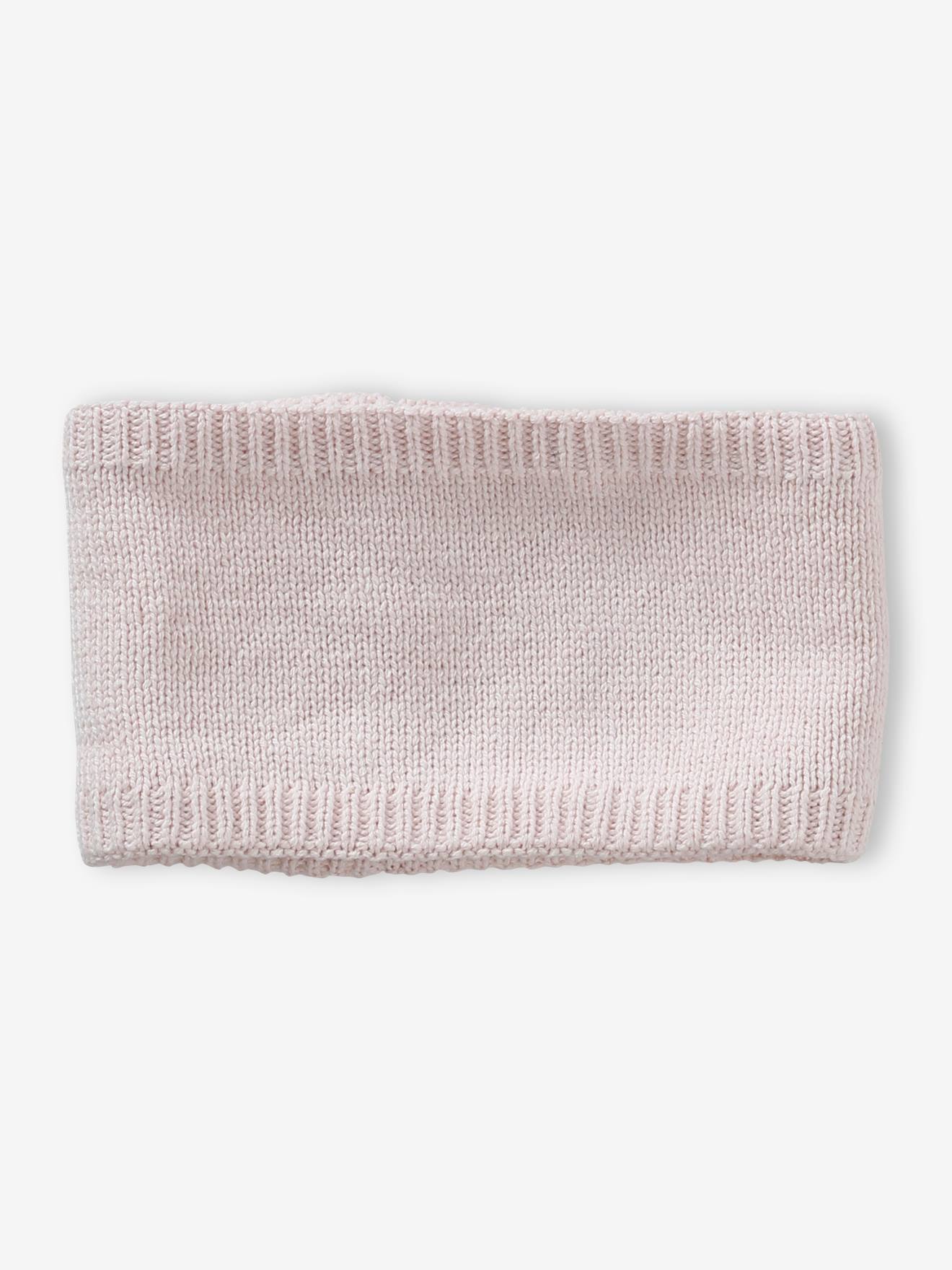Conjunto para bebê menina: gorro + cachecol tubular + luvas, rosa claro