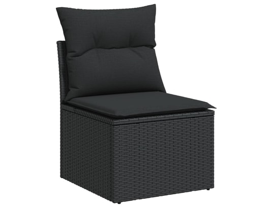 VIDAXL - Canapé Salon de jardin 7 pcs avec coussins noir résine tressée