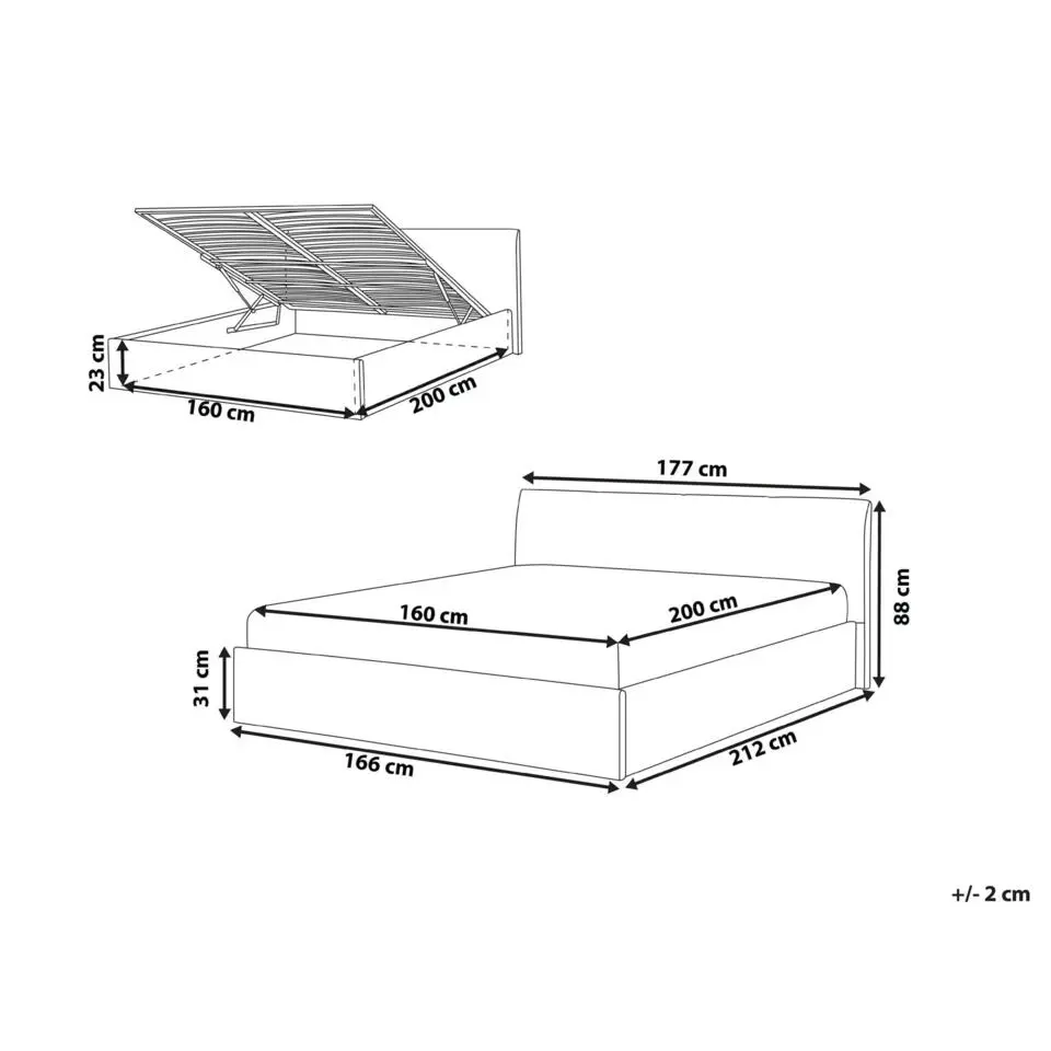 ORBEY - Bed met opbergruimte - Beige - 160 x 200 cm - Bouclé