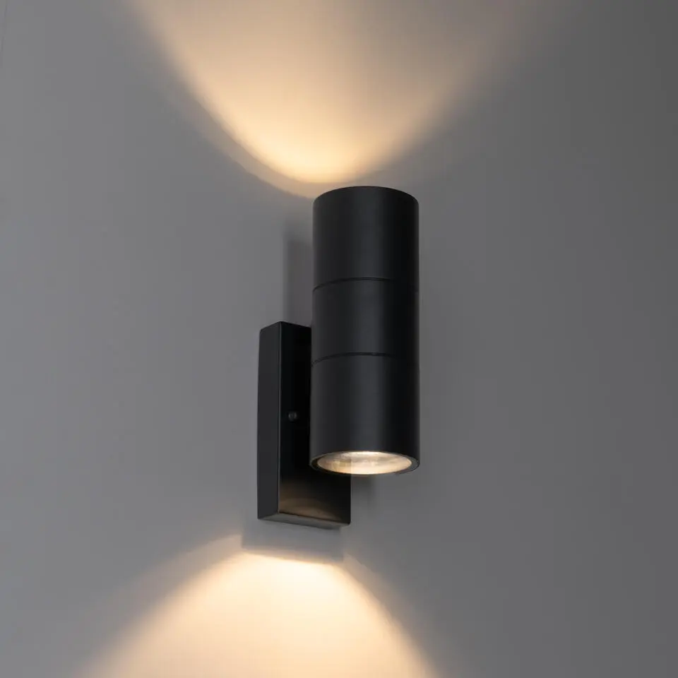 Qazqa buitenlampen met sensor duo zwart gu10