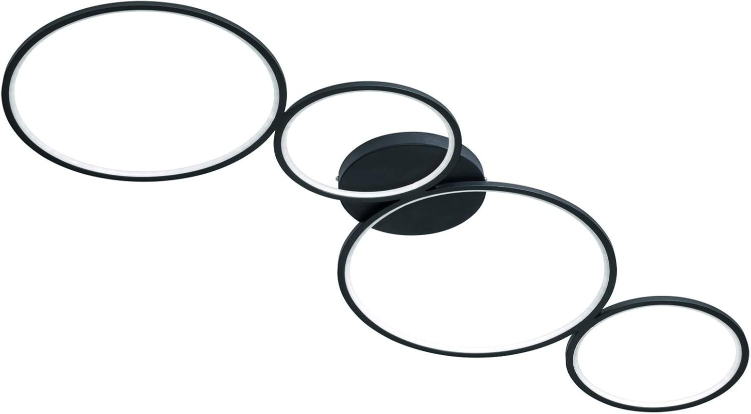 LED Deckenleuchte Sina schwarz matt Metall, dimmbar mit Lichtsteuerung über integrierten Switch Dimmer, 37W, Höhe 5.5 cm, Breite: 97 cm, Tiefe: 34.3 cm