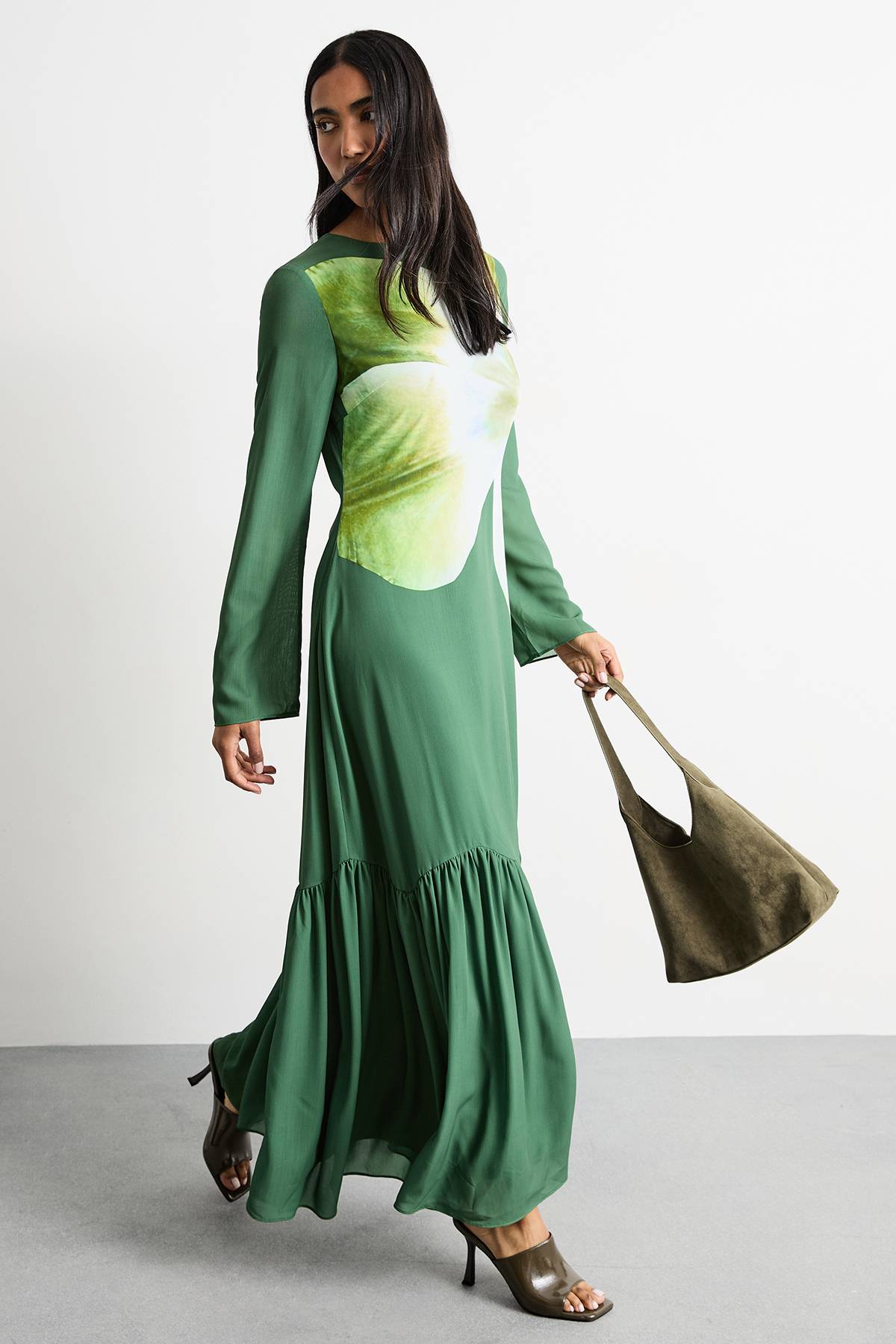 Warehouse Robe Midaxi en Mousseline à Imprimé Placement