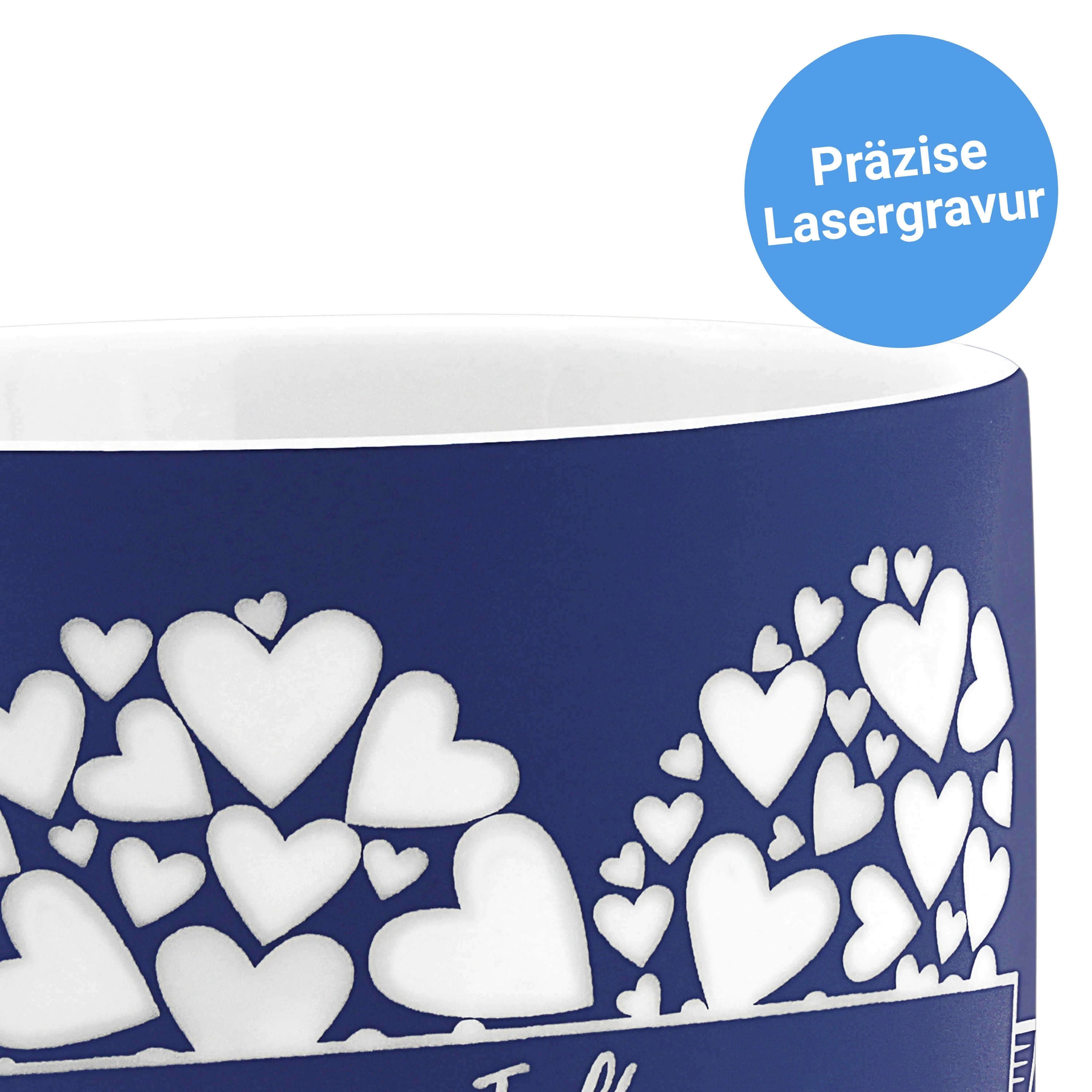 Kaffeetasse mit Wunsch-Gravur (Farbe: blau)