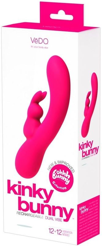 Vedo – Kinky Siliconen Bunny Vibrator met Ergonomisch Verfijnd Ontwerp – 19 cm – Roze