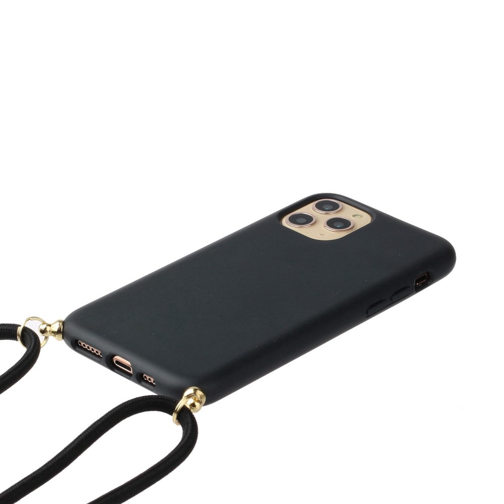 iPhone 14 Pro Max Necklace Gummi Case Hülle   Handykette (150cm) - Schwarz / Gold