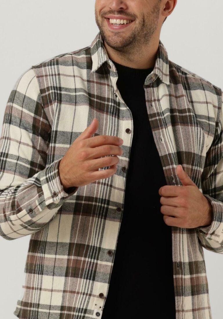 ANERKJENDT beige anerkjendt casual overhemd aklouis brushed check