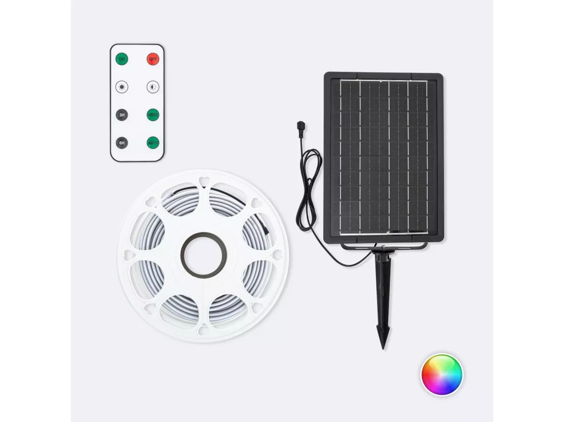 Ruban LED Extérieur Solaire 24V DC SMD2835 60 LED/m 25m IP65 Largeur 12mm Coupe 100 cm RGB