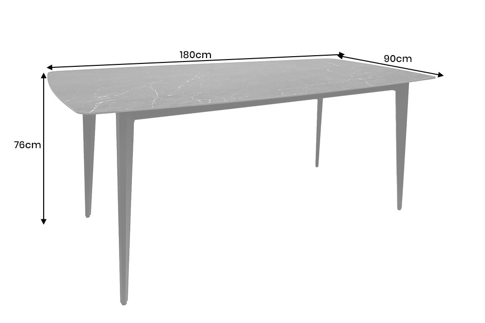 Moderner Esstisch MILANO 180cm anthrazit Keramik schwarze Metallbeine