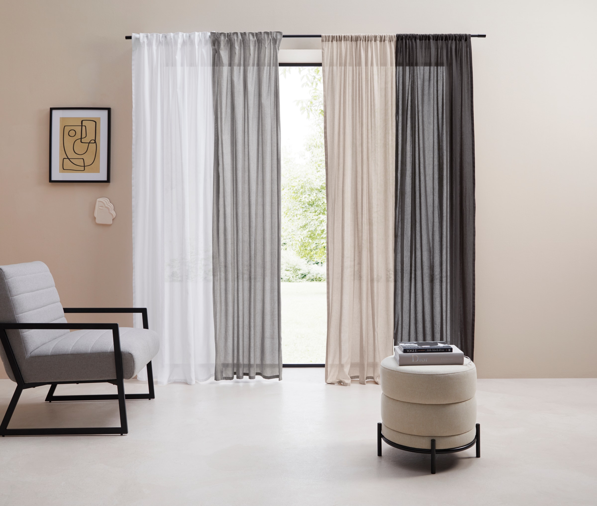 LeGer Home by Lena Gercke Vorhang »Lanea« Stangendurchzug 1 Stk. tlg. Leinenoptik, 1 Schal, verschiedene Grössen,