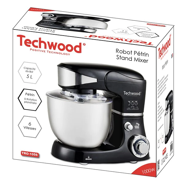 Robot pétrin noir 5 L 1000 W TRO-1056 Techwood
