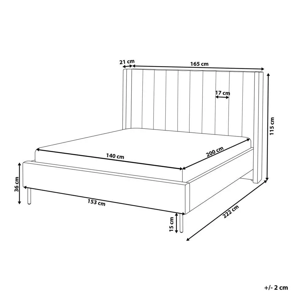 VILETTE - Tweepersoonsbed - Beige - 140 x 200 cm - Fluweel