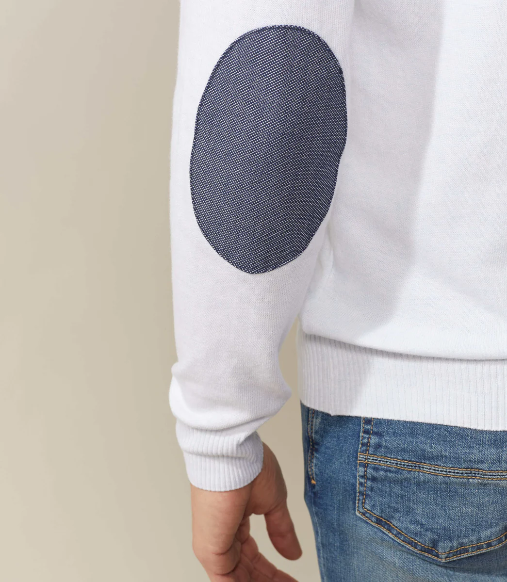 Pull col V bleu clair chiné