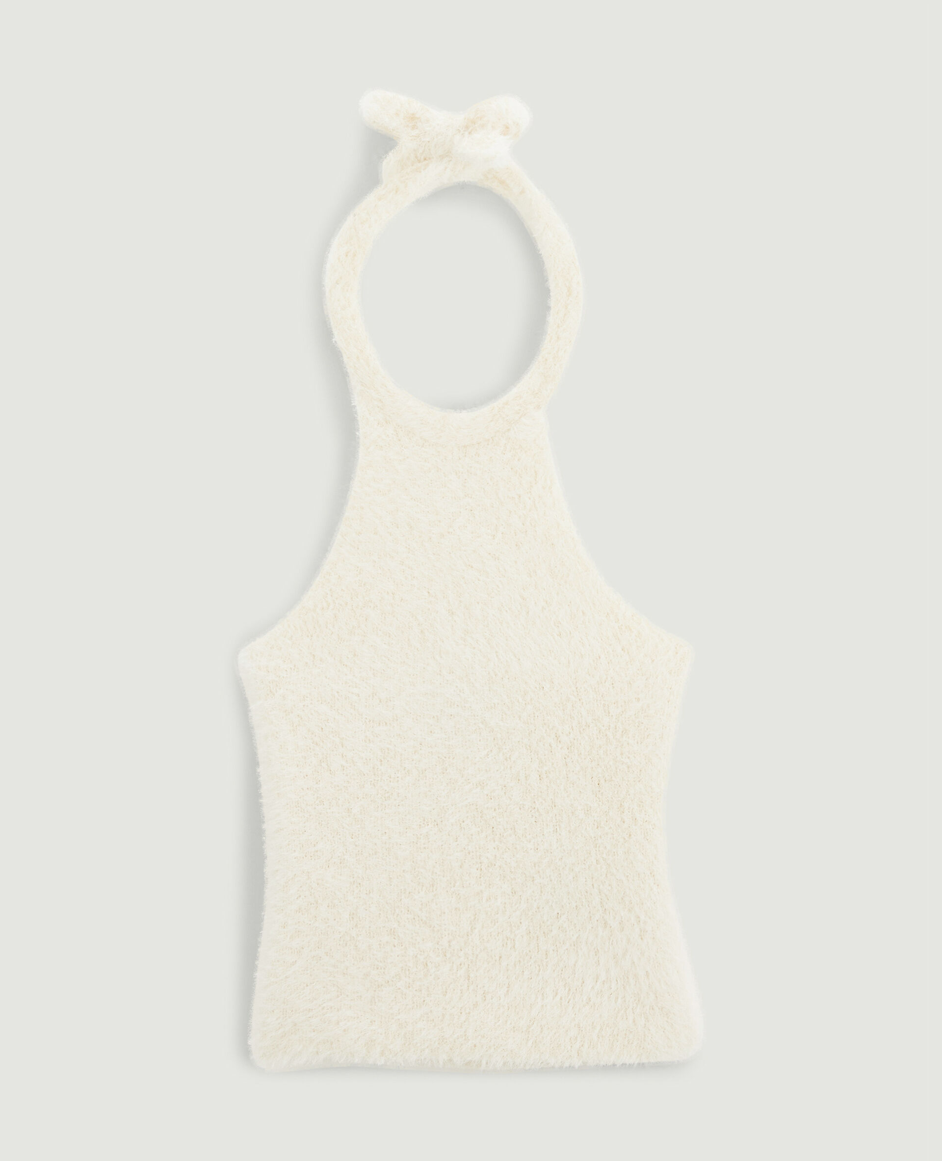 Top dos-nu en maille poilue - Blanc