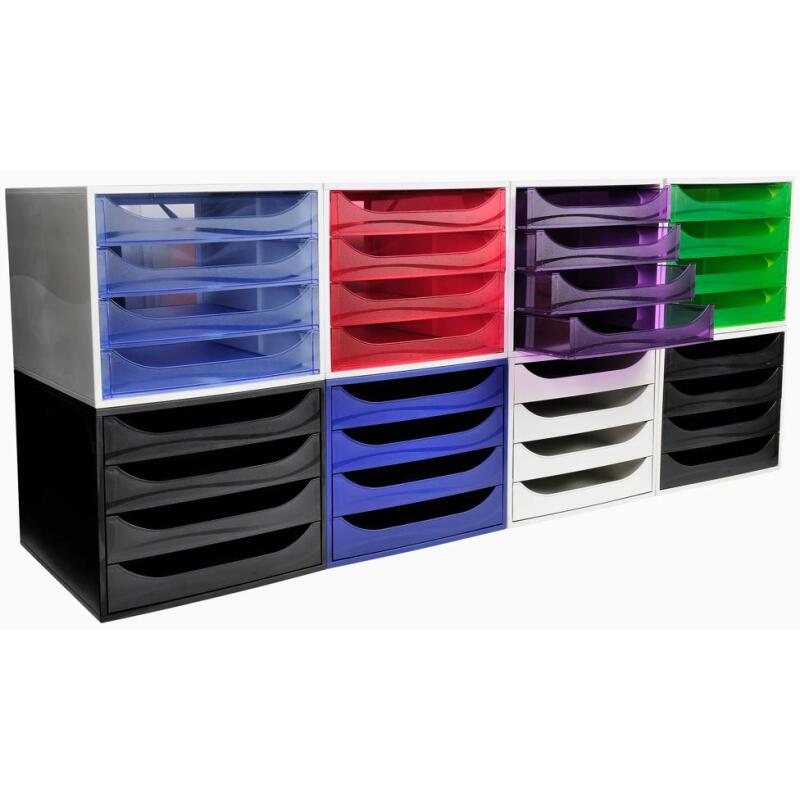 Module de classement Ecobox Ecoblack 4 tiroirs - Noir