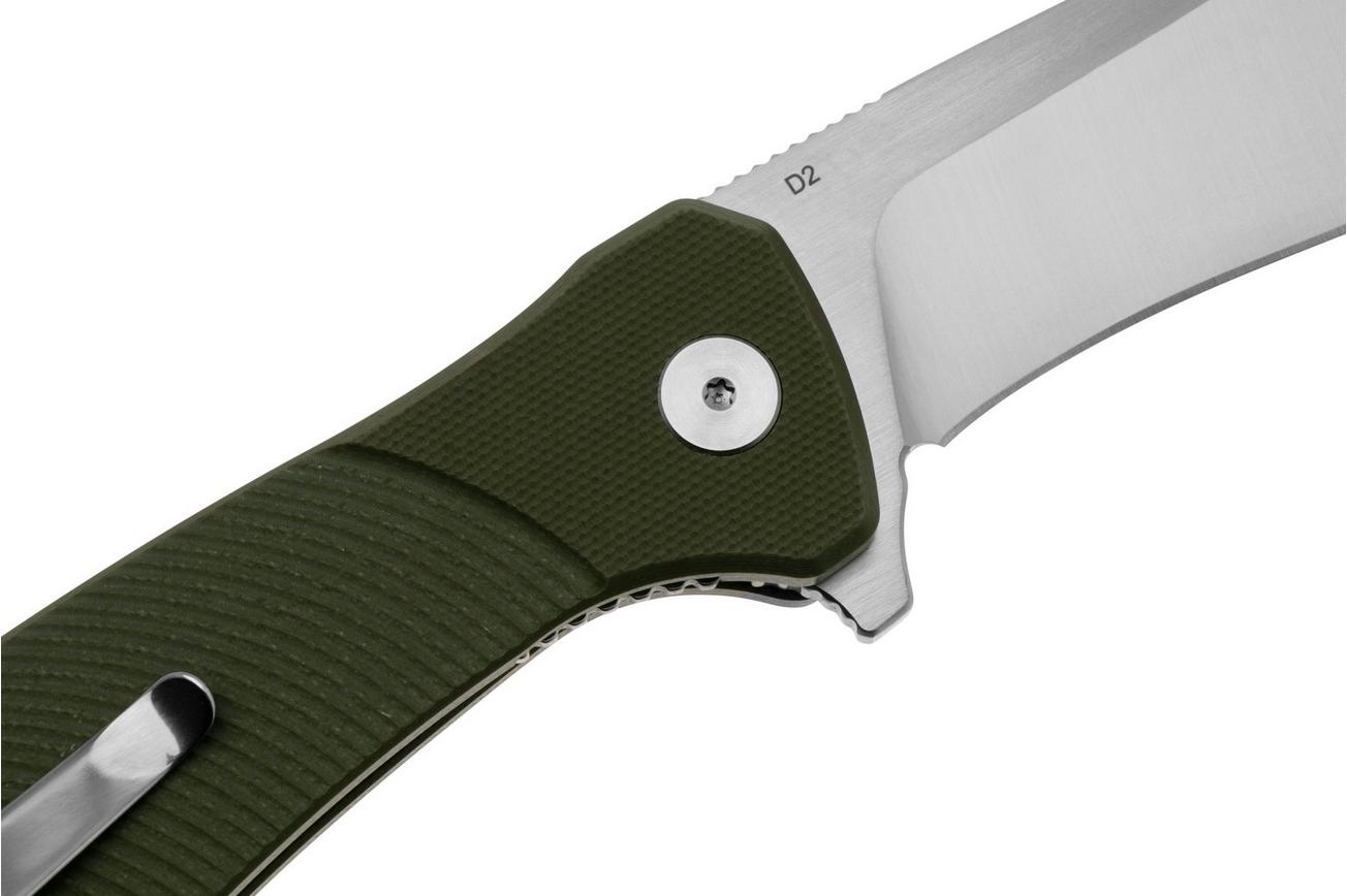 QSP Knife Raven QS122-B1 D2, Green G10, zakmes