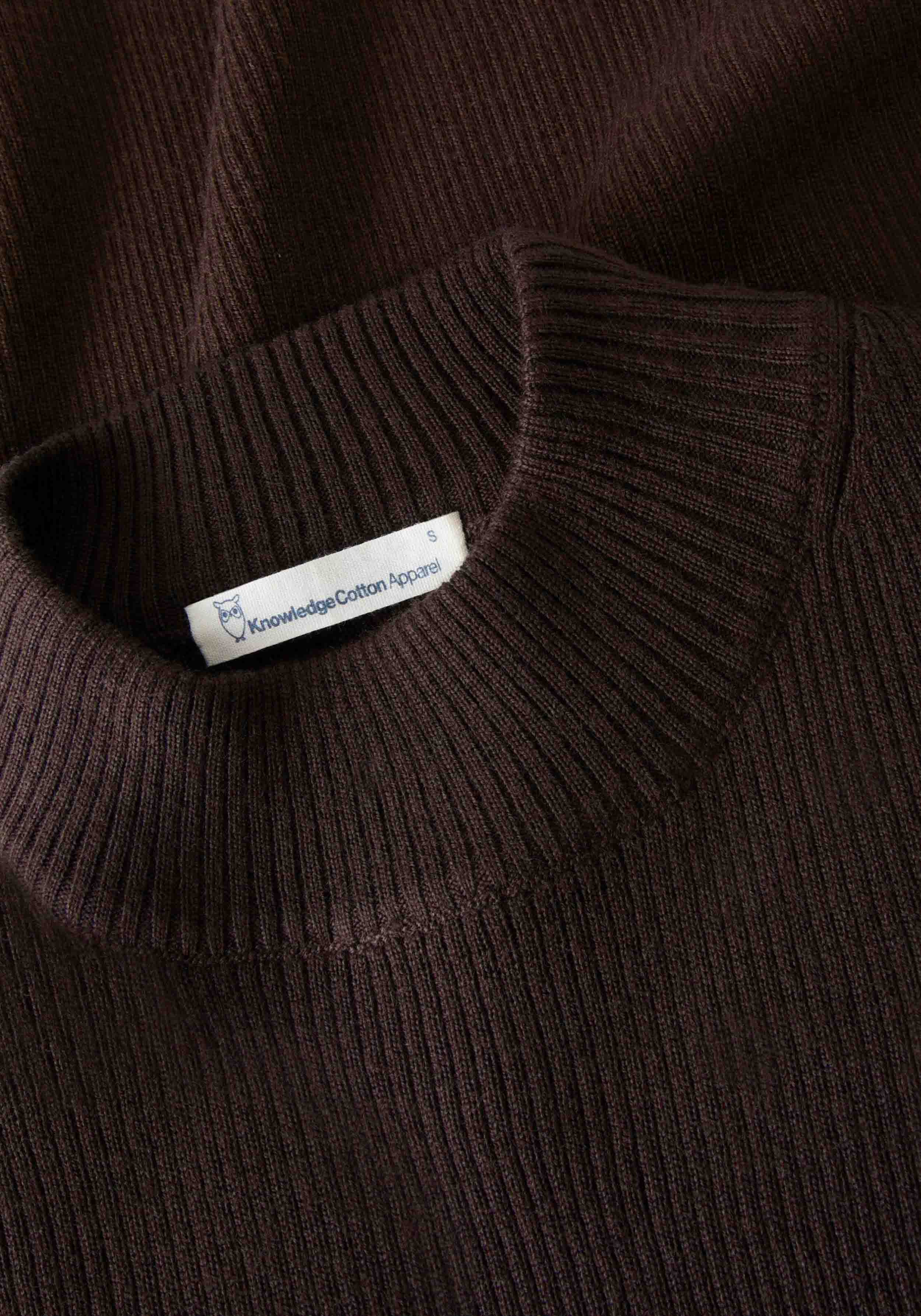 Knowledge Cotton Apparel Strickpullover Merino Rib Knit Chocolate Torte