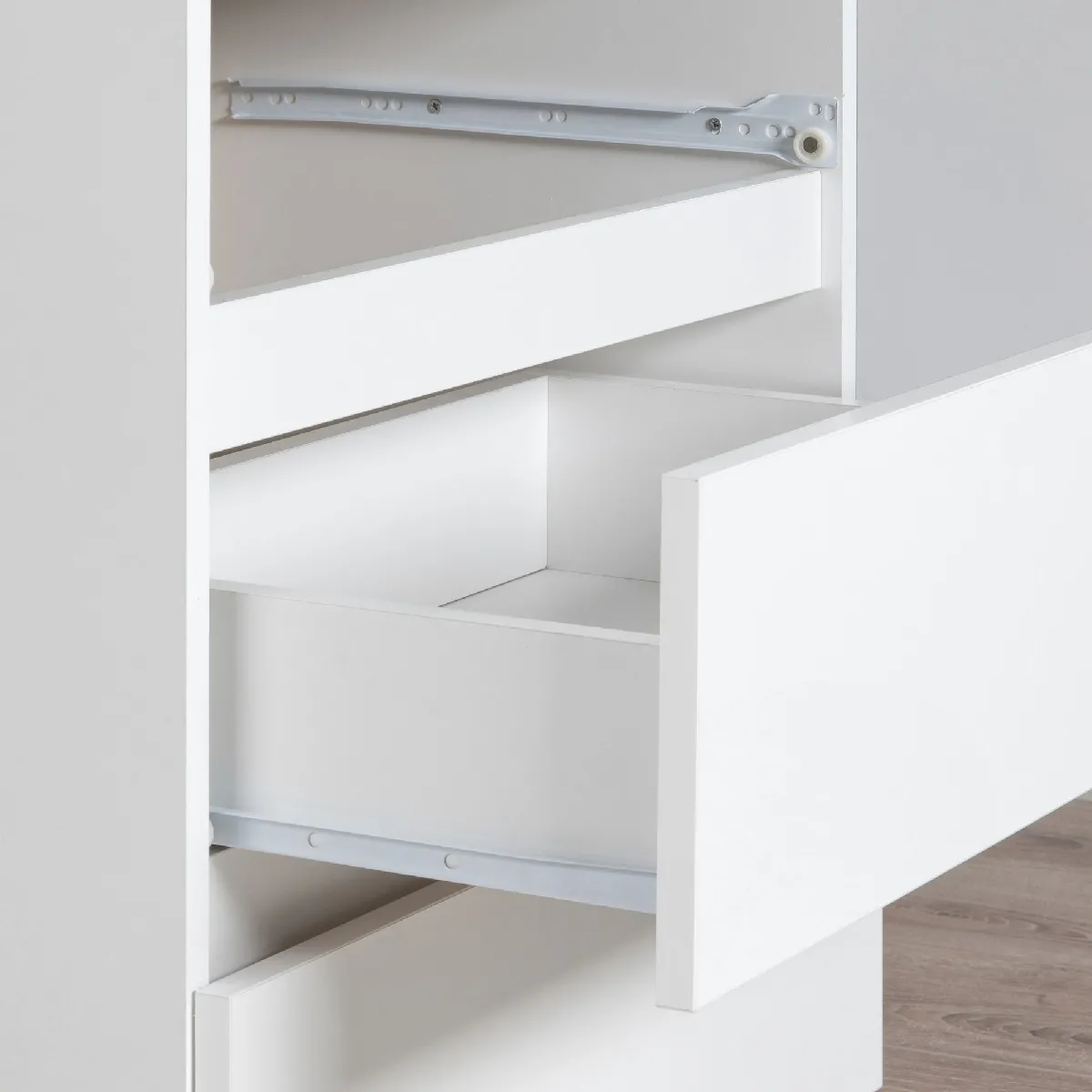 Table de chevet - Blanc - 60 cm - 2 tiroirs