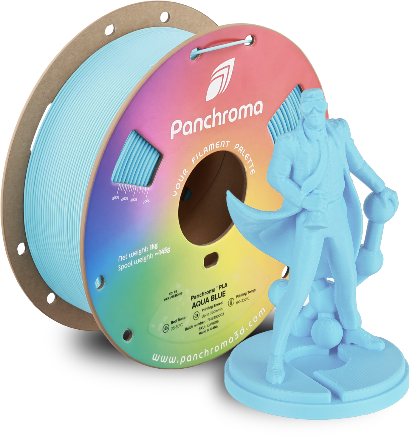 Polymaker  Panchroma™ PLA Aqua Blue, 1,75 mm / 1000 g    High-Speed Filament in Aqua Blue