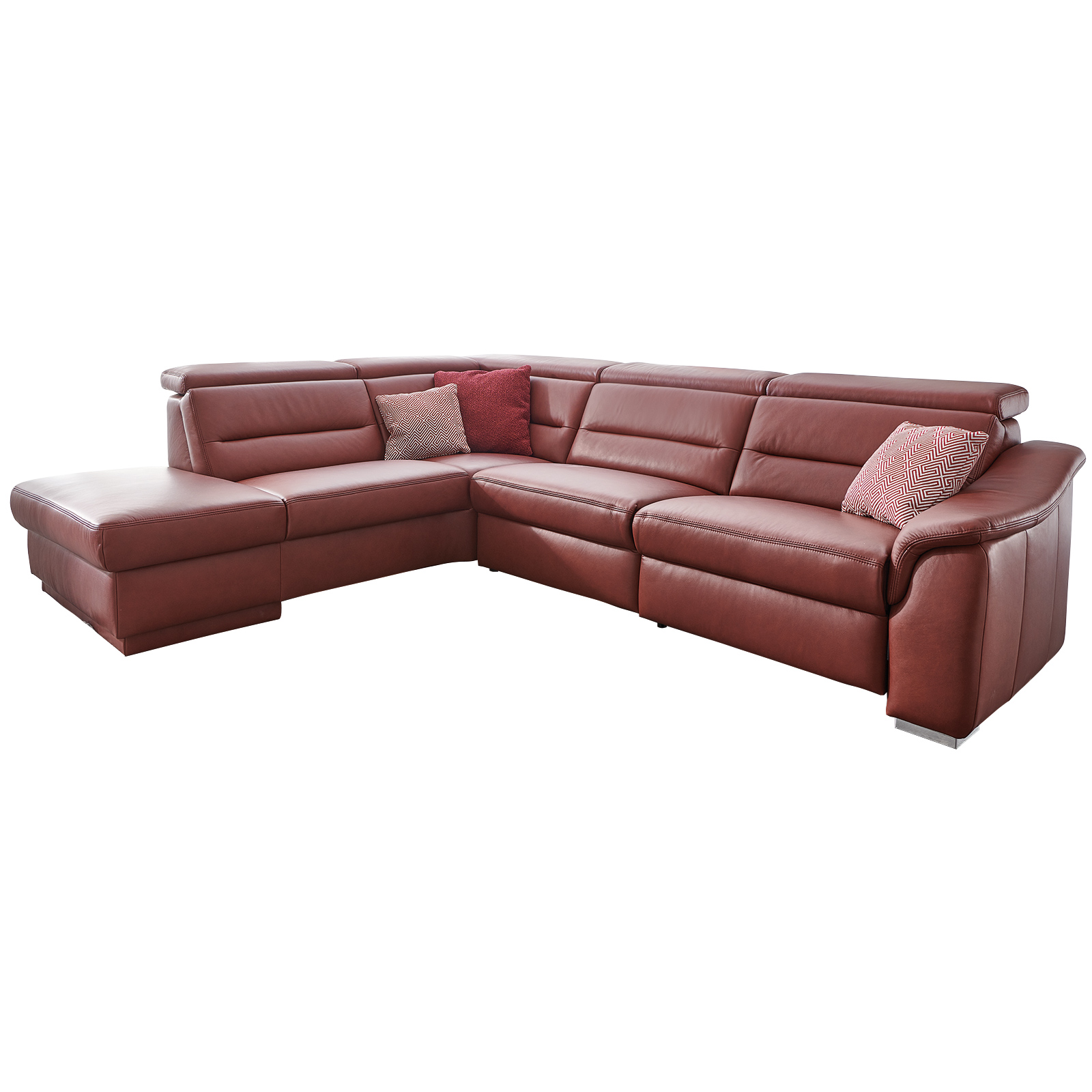 polsterpower Ledersofa - rot - Basismodell - links