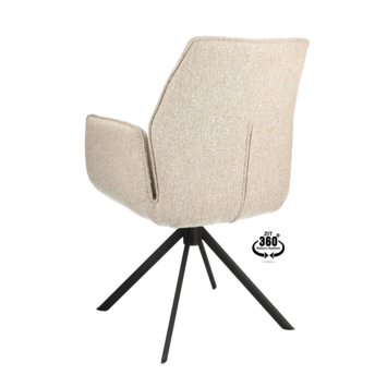Eetkamerstoel Onne Lia beige jacquard stof met armleuning