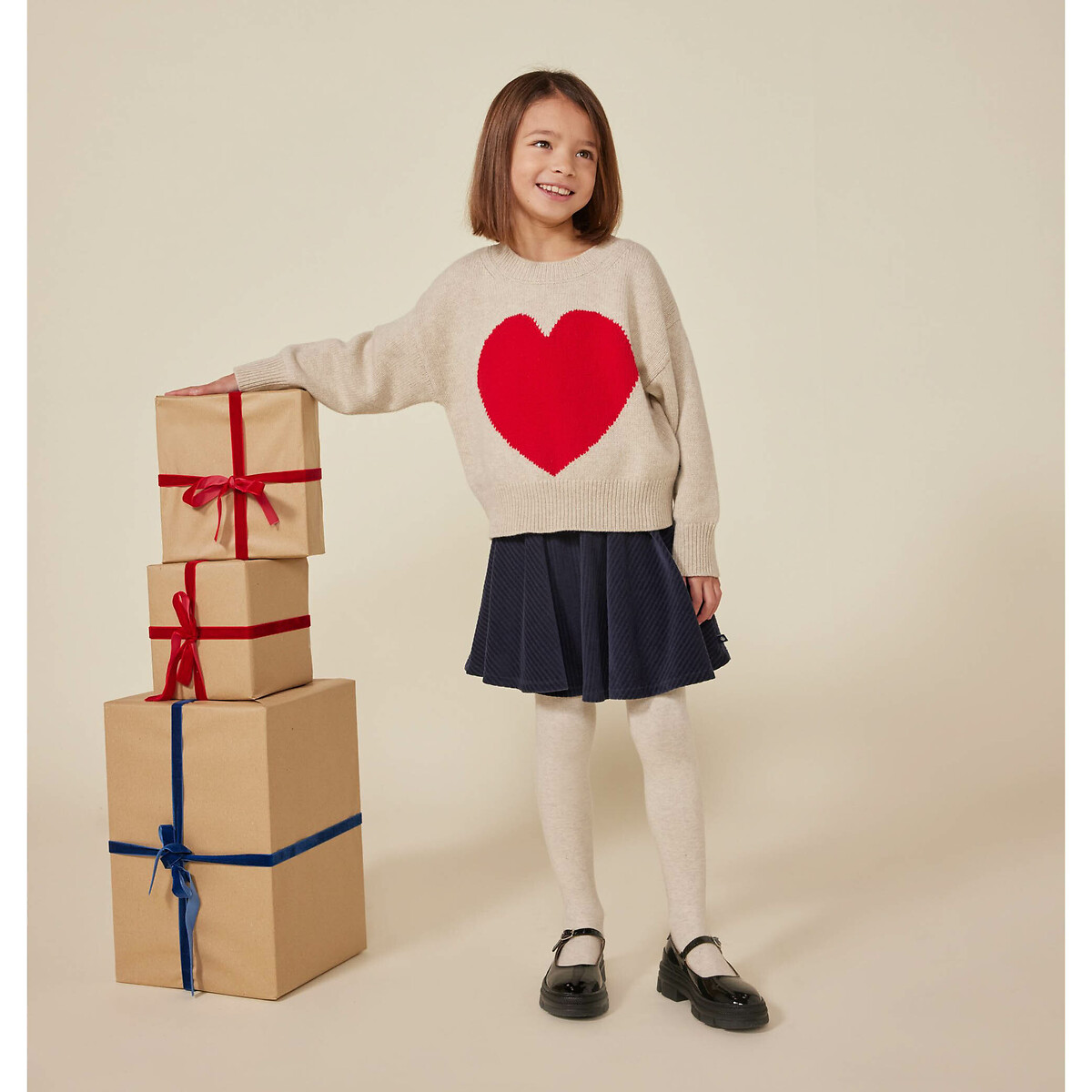 PETIT BATEAU<br>Suéter com gola redonda e estampa de coração