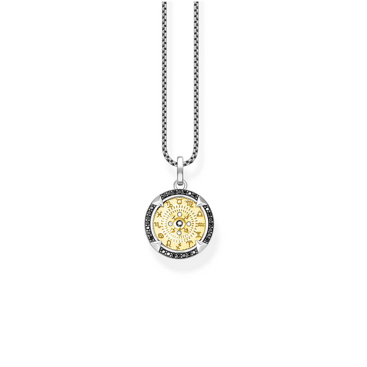 Collier THOMAS SABO argent 925 bicolore signes du zodiaque et zirconias 50 cm