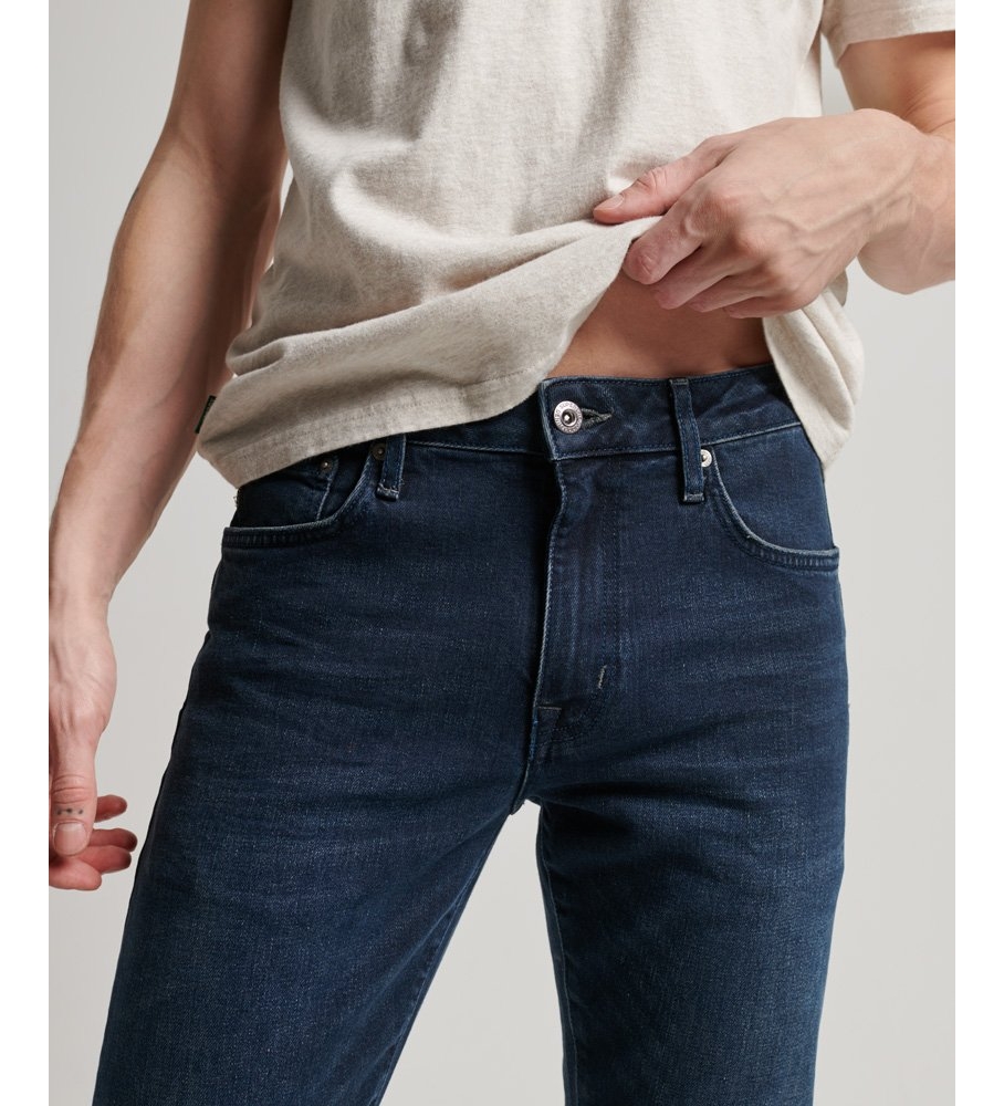 Calça jeans Superdry Slim Fit em algodão orgânico azul-marinho