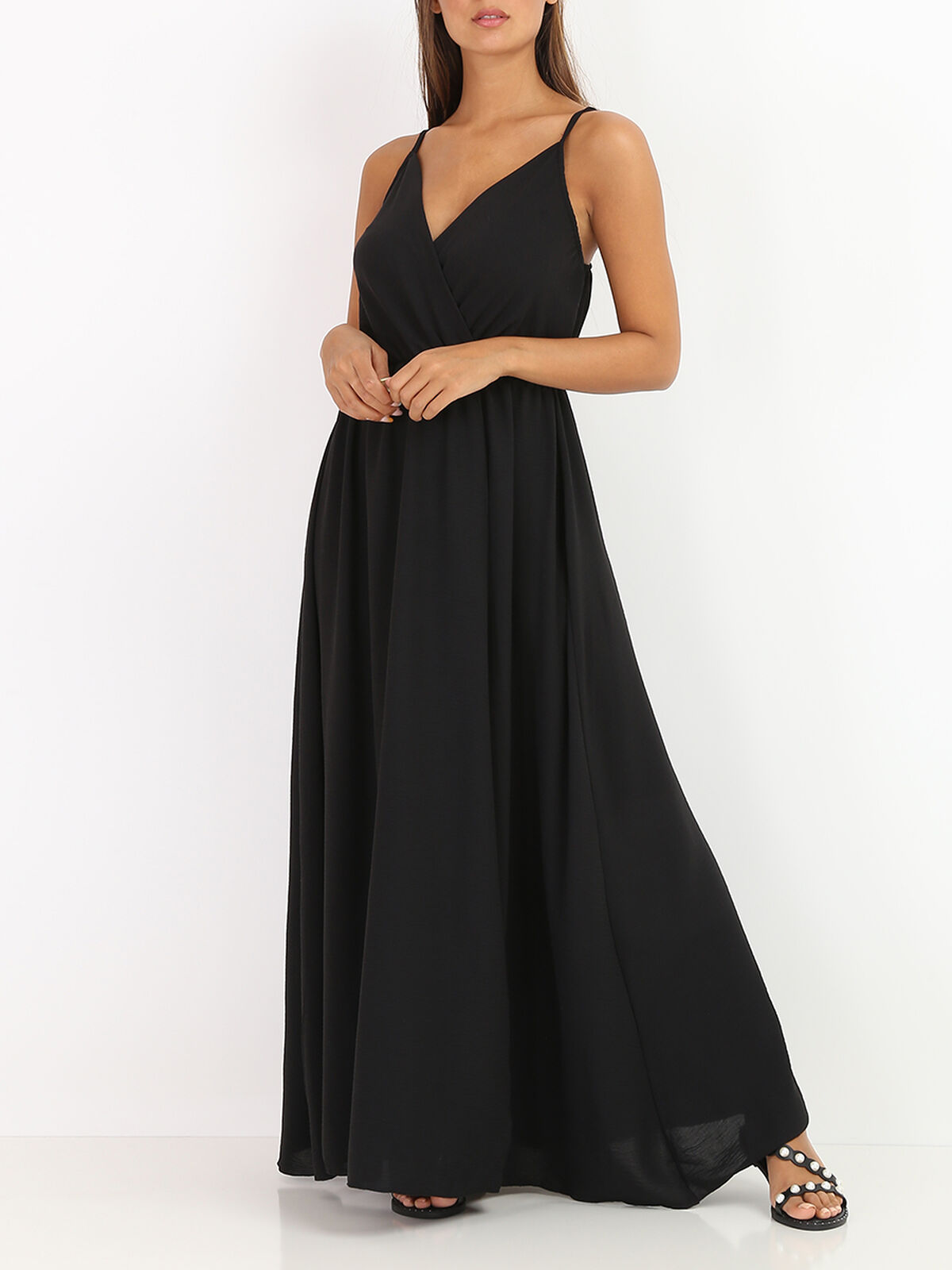Robe longue portefeuille- Noir