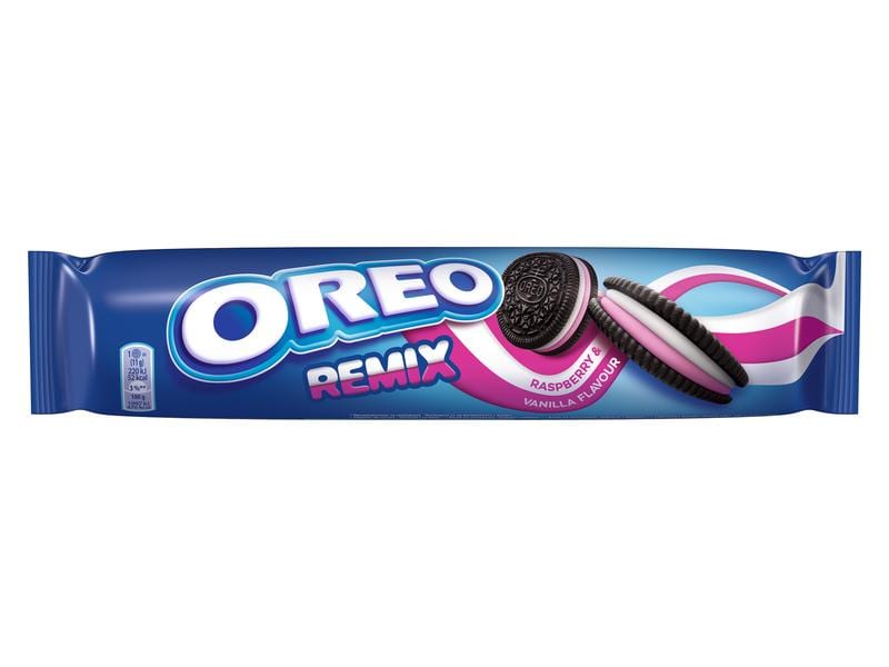 Oreo Guetzli Remix Vanille Himbeere 157 g Kakaokekse mit Vanille-Himbeere-Cremefüllung